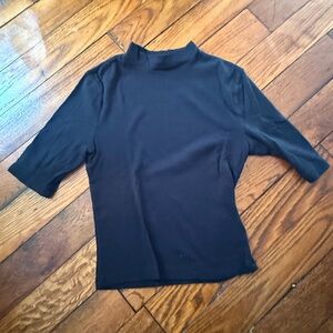 Express Fitted Mock Neck Black 3/4 Sleeve Women's Top